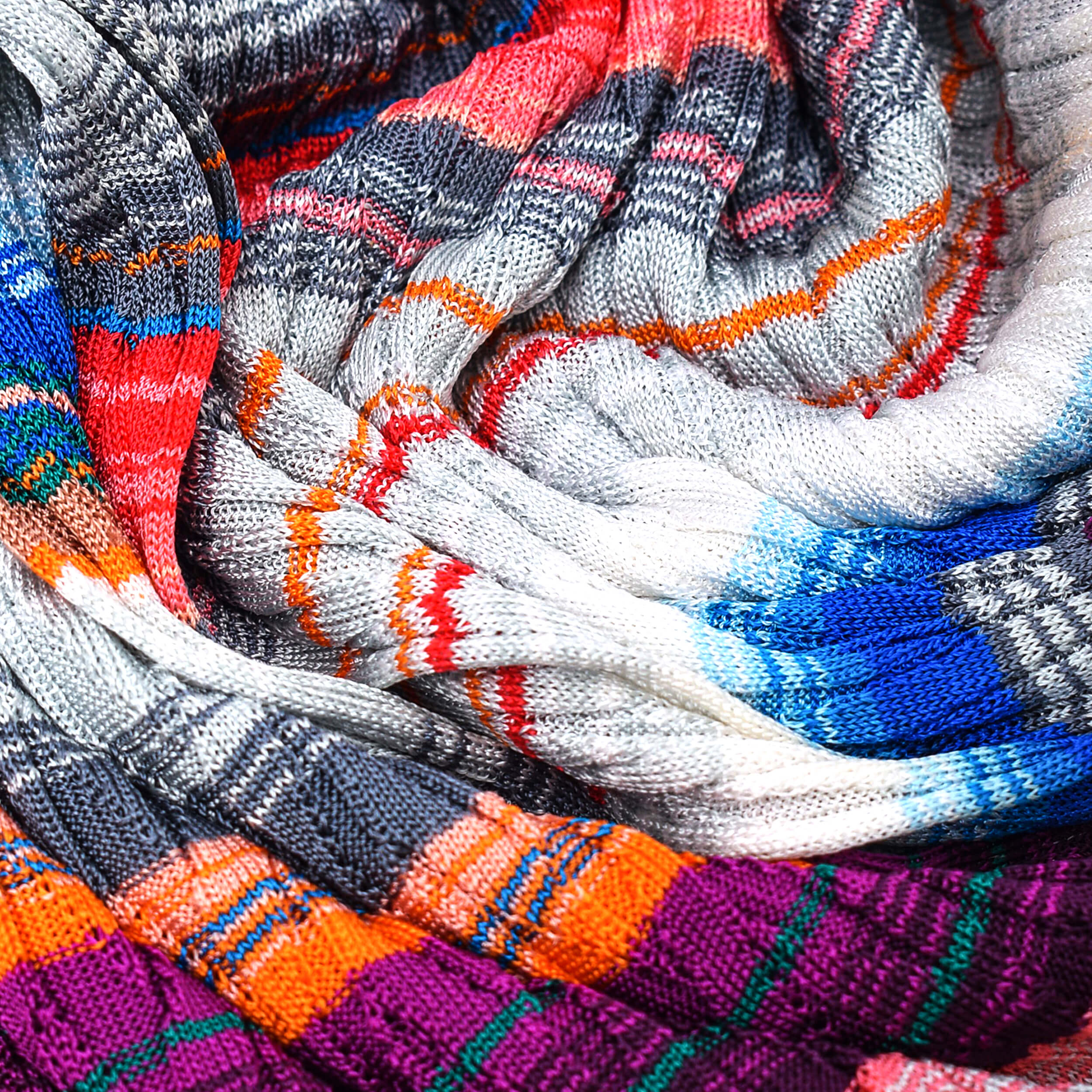 Missoni - Multicolor Striped&Zigzag Knitted Shawl